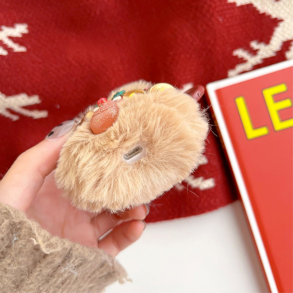 Apple AirPods 3. gen Fleksibelt Plastik Jule Cover m. Uldbetræk - Julefigurer - Brun