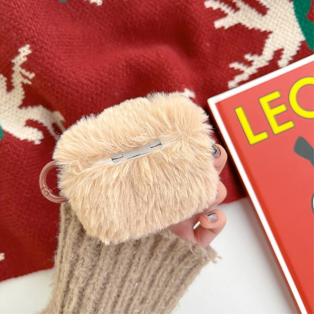 Apple AirPods 3. gen Fleksibelt Plastik Jule Cover m. Uldbetræk - Julefigurer - Brun