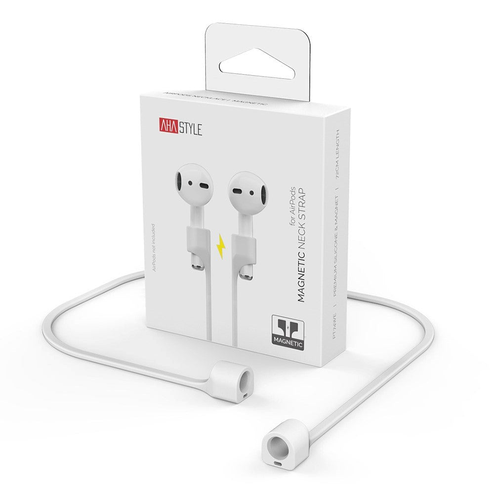 AirPods / AirPods Pro Fleksibel & Magnetisk Silikone Neck Strap - Hvid
