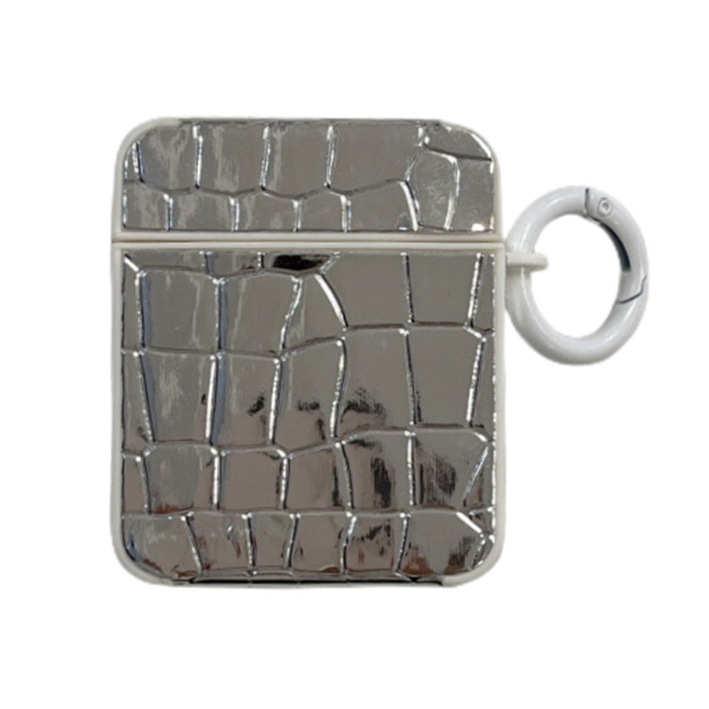 Apple AirPods (1 & 2. gen.) Fleksibel Plastik Etui m. Perle Udsmykning - Sølv