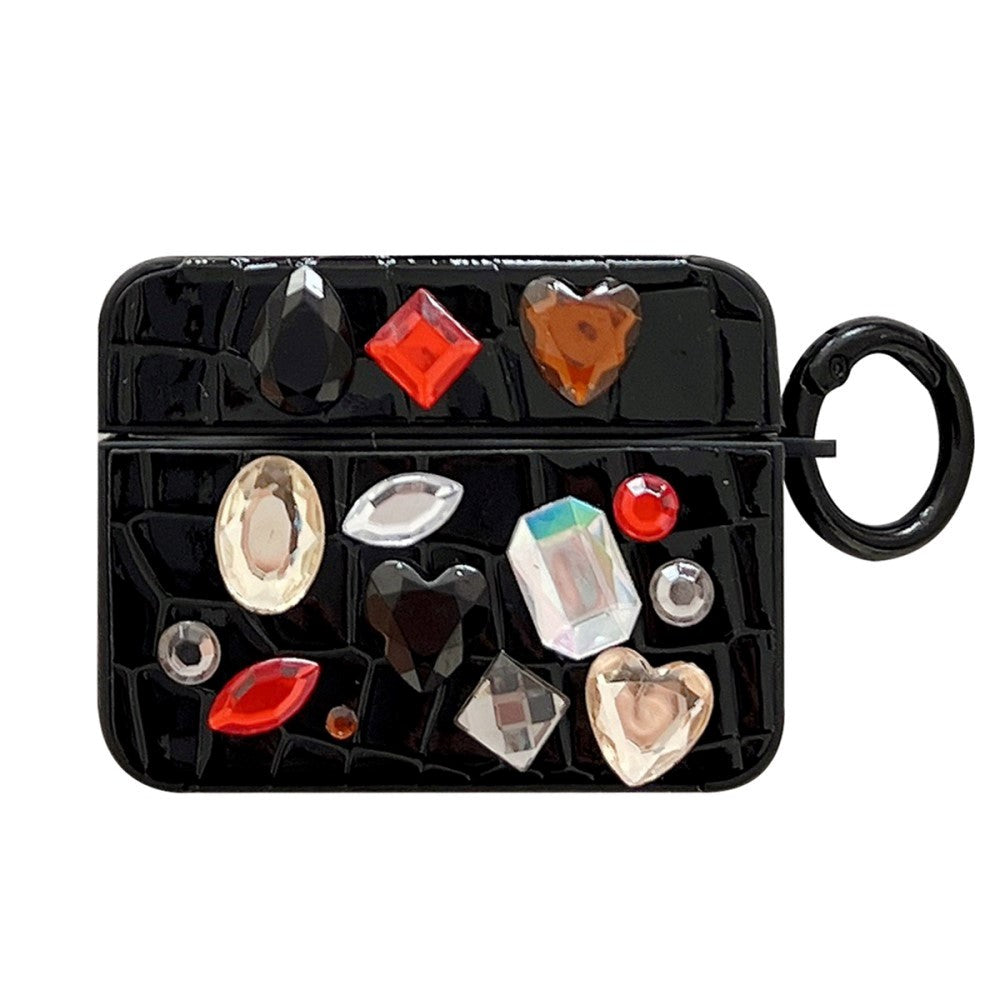 Apple AirPods Pro (1 gen.) Fleksibel Plastik Etui m. Perle Udsmykning - Sort