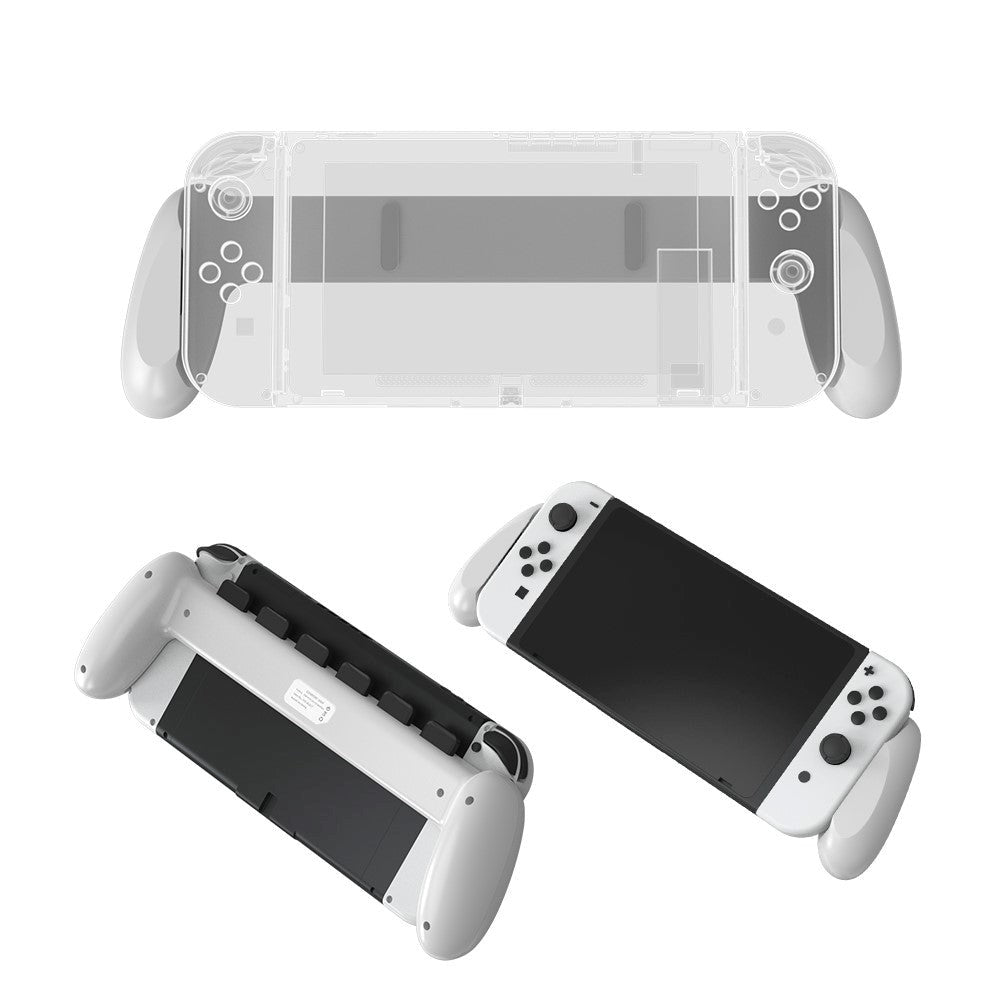 Nintendo Switch OLED Plastik Controller m. Håndtag - Hvid