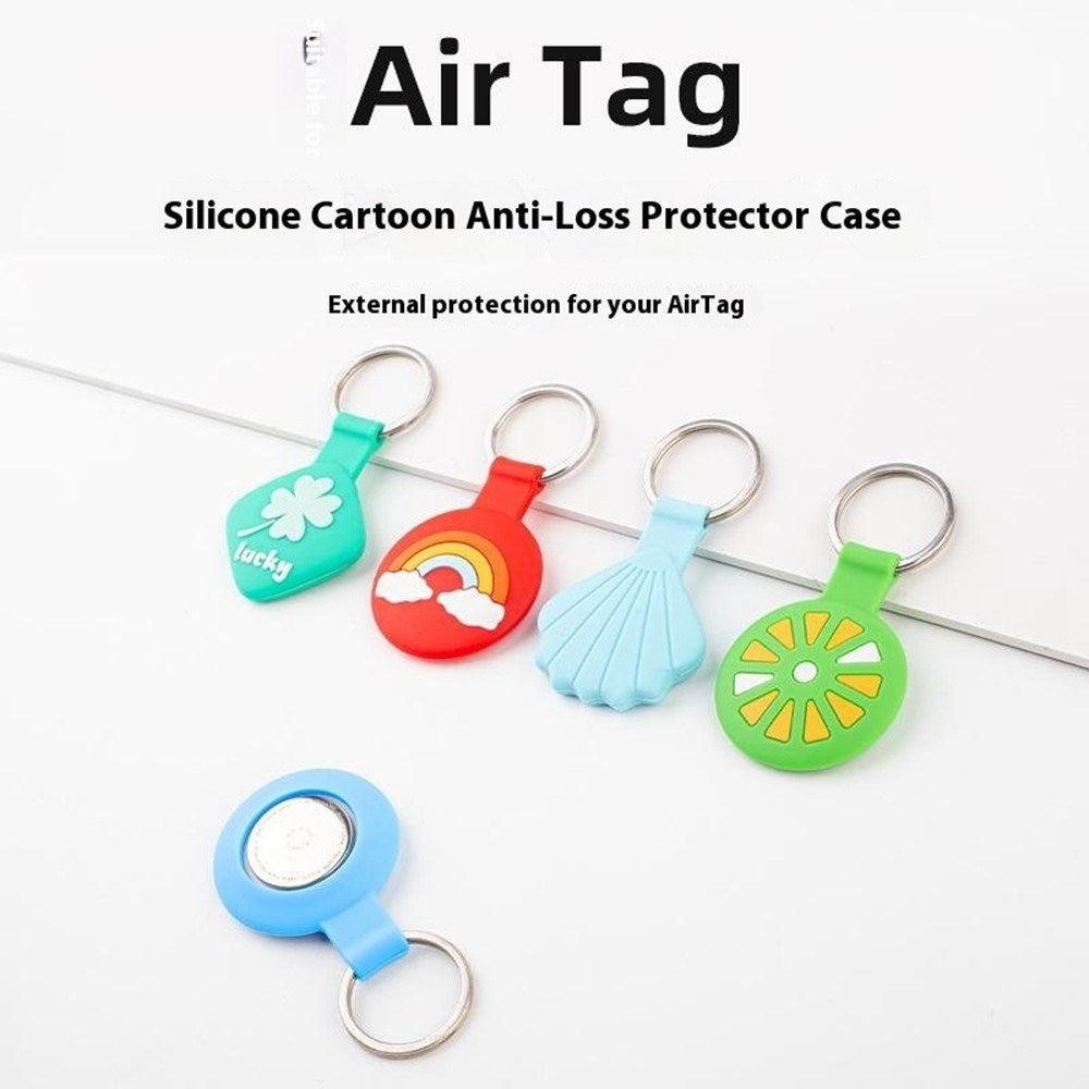 Apple AirTag 1. & 2. Gen. Silikone Cover - inkl. Karabinhage - Blå Regnbue
