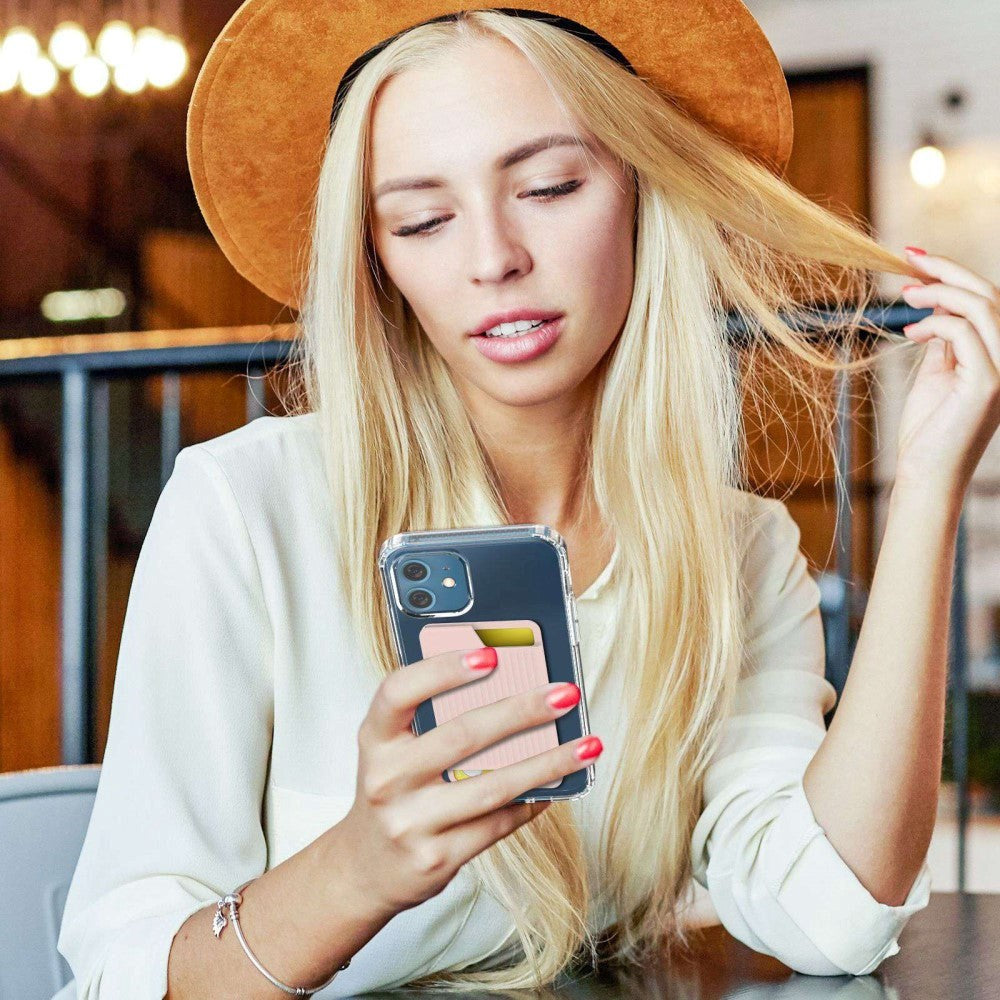 Silikone Mobil Kortholder Stick-on - Sort