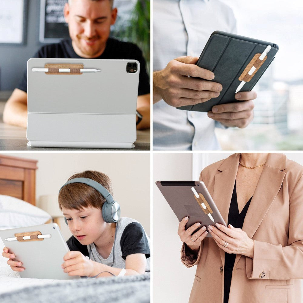 Apple Pencil Tablet Holder i Kunstlæder - Selvklæbende - Sort