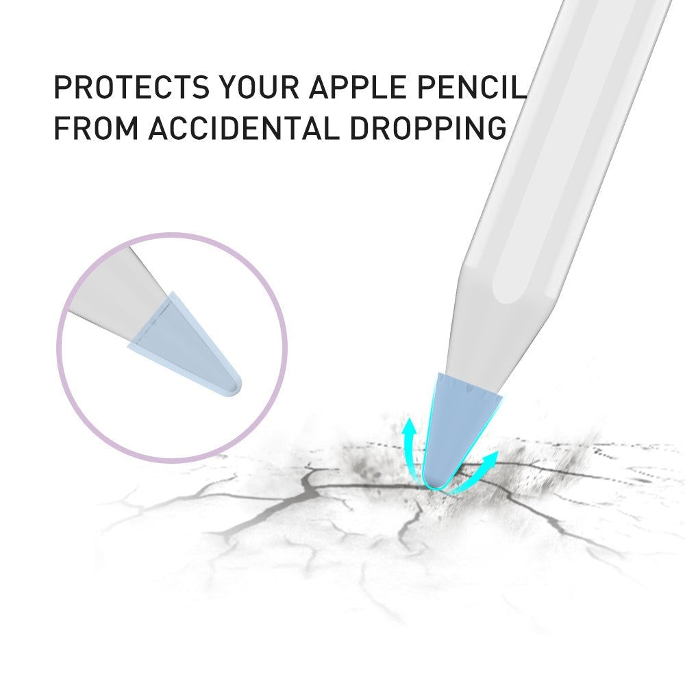 Apple Pencil 1 & 2. Gen Pen Nip Cover med 8 Stk. Blå / Sort / Grå / Hvid