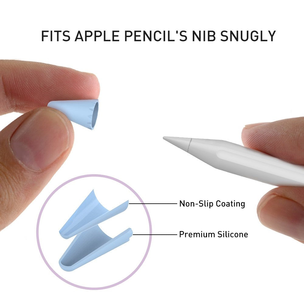 Apple Pencil 1 & 2. Gen Pen Nip Cover med 8 Stk. Blå / Sort / Grå / Hvid