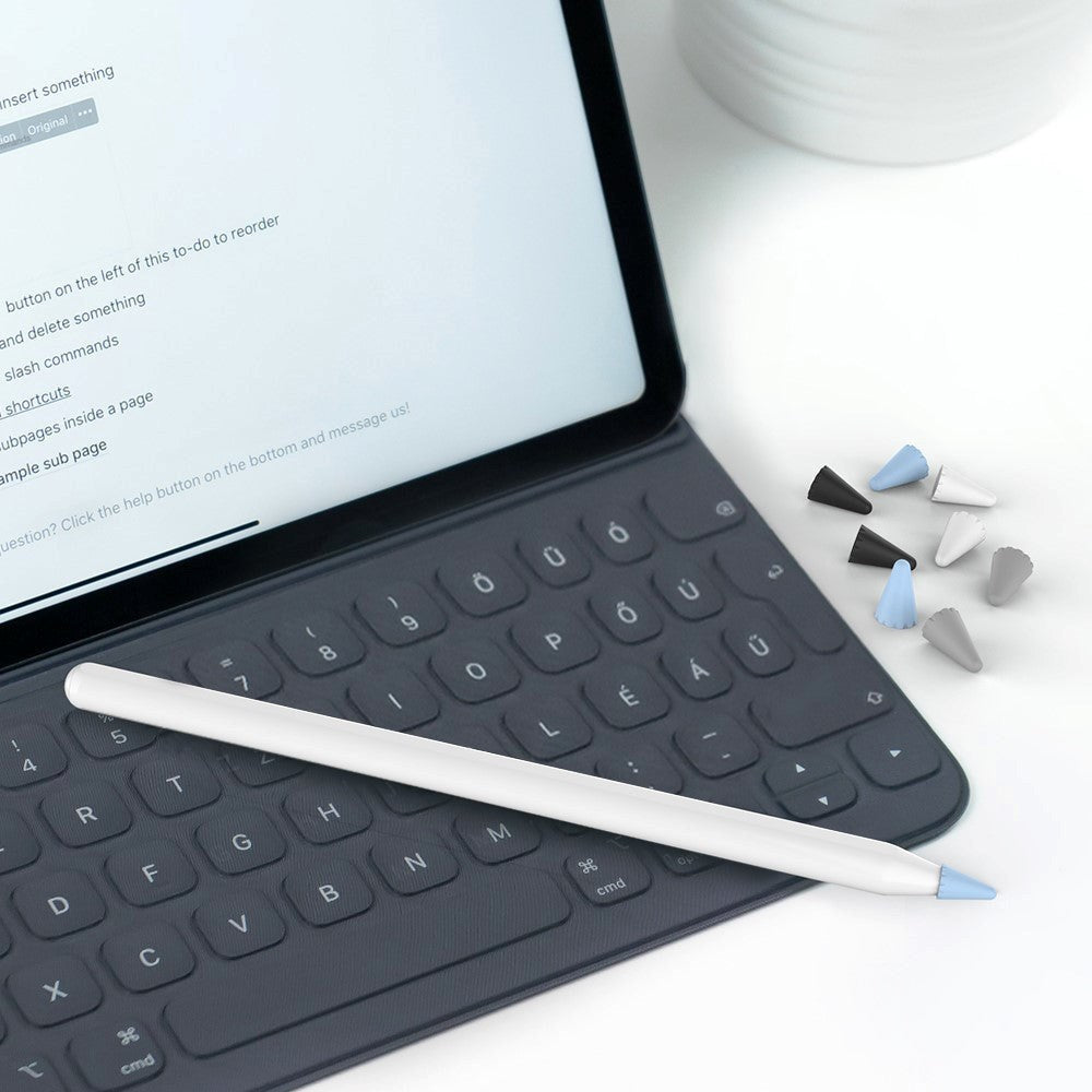 Apple Pencil 1 & 2. Gen Pen Nip Cover med 8 Stk. Blå / Sort / Grå / Hvid
