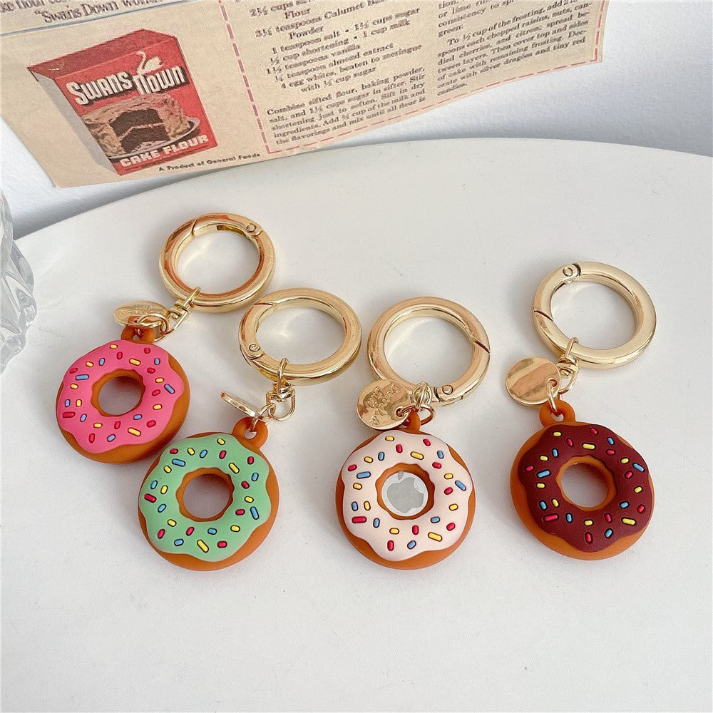 AirTag 1. & 2. Gen. Silikone Etui m. Rund Karabinhage - Donut Motiv - Grøn