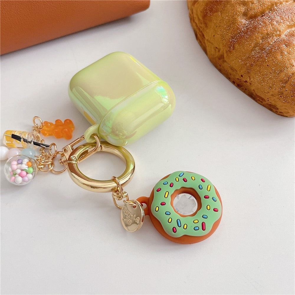 AirTag 1. & 2. Gen. Silikone Etui m. Rund Karabinhage - Donut Motiv - Grøn