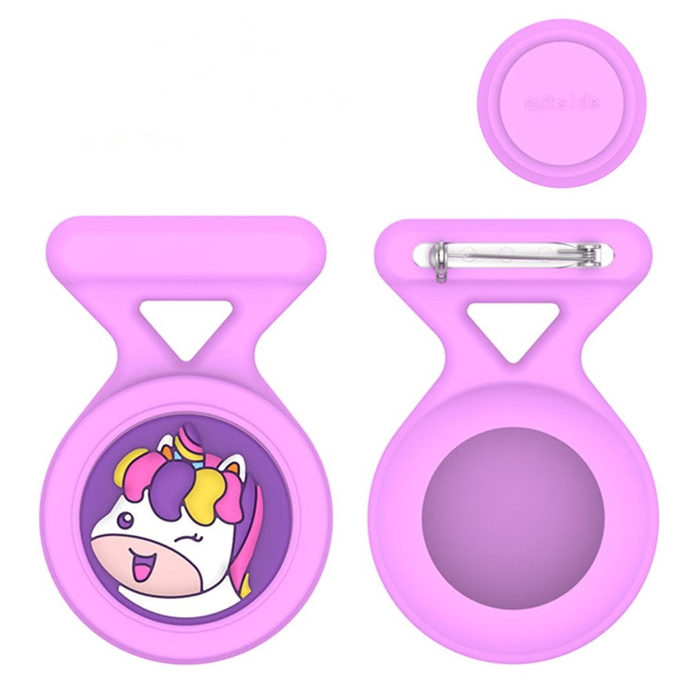 AirTag Cover m. Broche & Motiv i Silikone - Hest