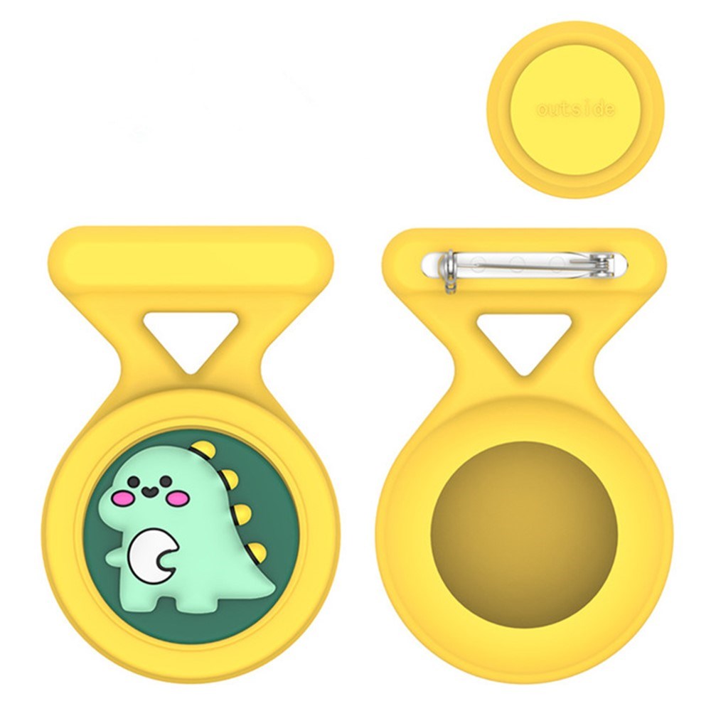 AirTag Cover m. Broche & Motiv i Silikone - Dinosaur