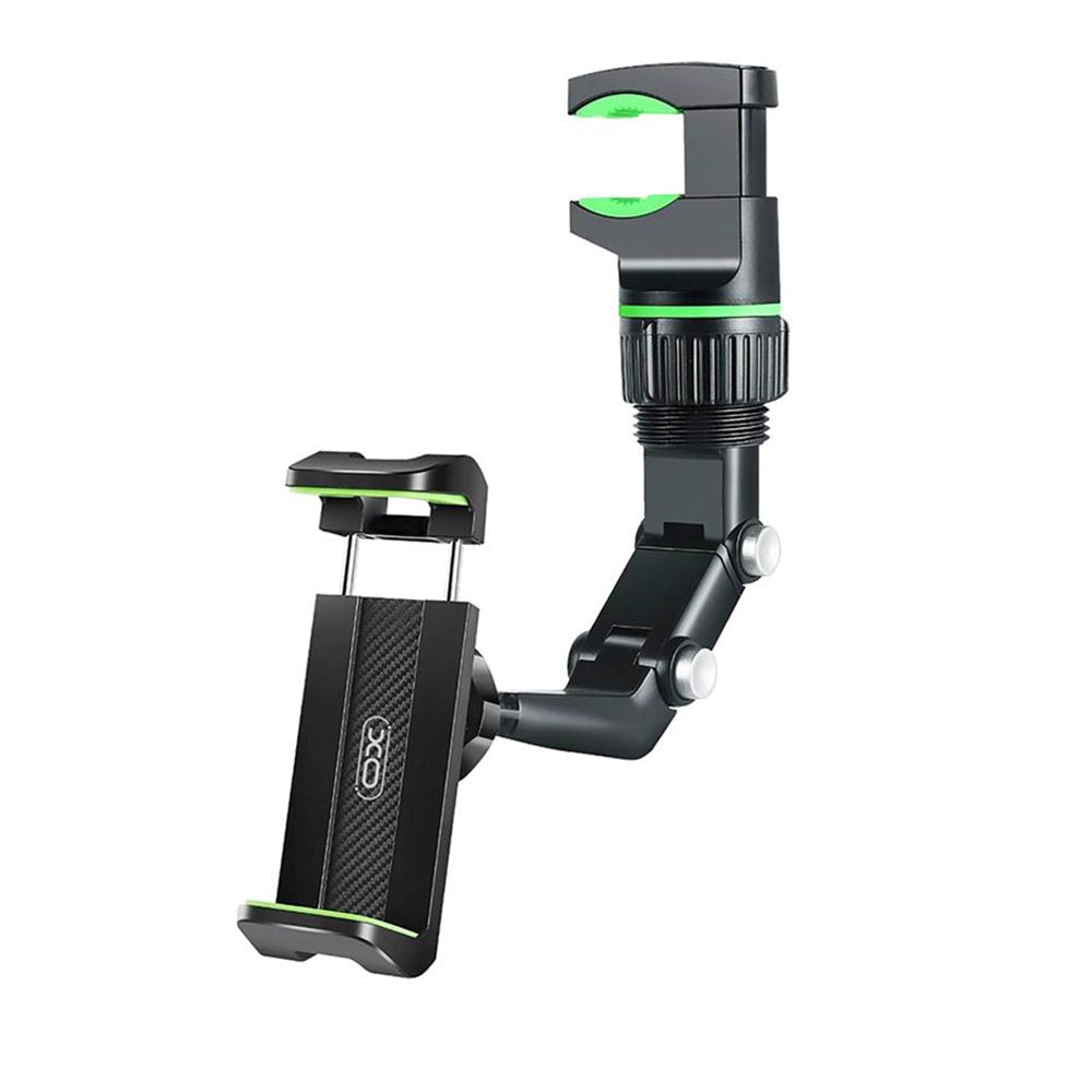 XO C107 Mobilholder til Bilens Bakspejl m. Justerbar Arm - Max Mobil: 65 x 95mm - Sort