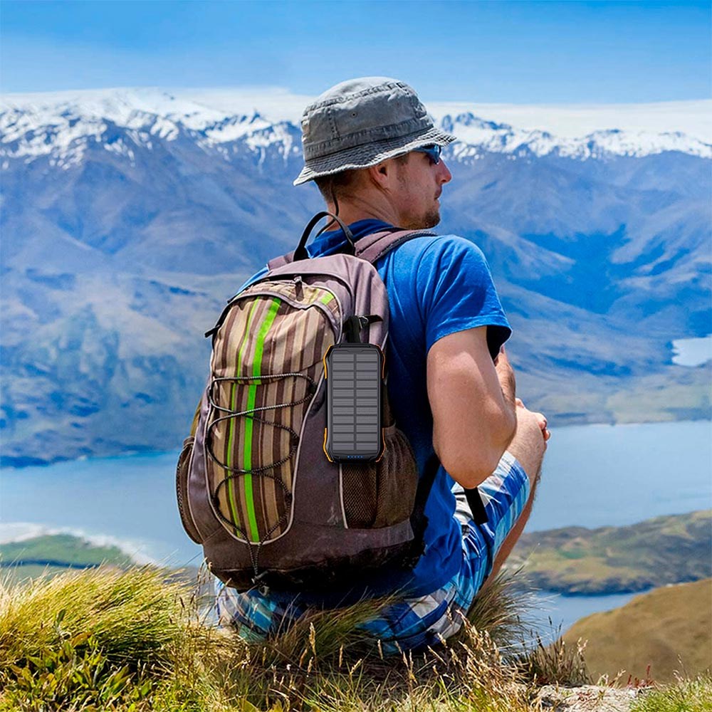 Choetech Powerbank m. Solcelle - 2 x USB-A 10W & Trådløs Opladning - 10.000mAh - Sort