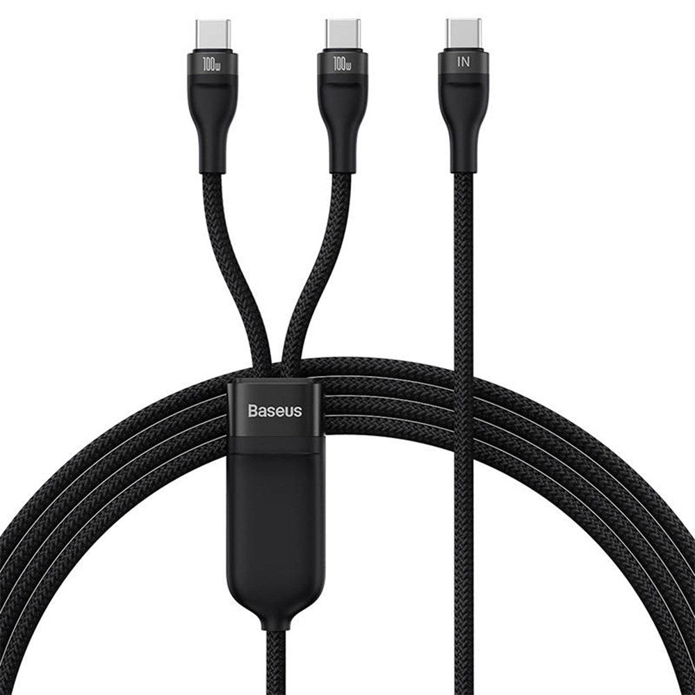 Baseus Flash Series 2-i-1 USB-C Multi Kabel 100W - 1.5 Meter - Sort