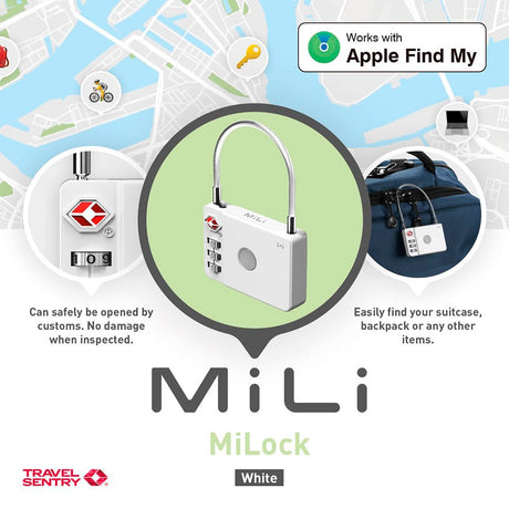 MiLi MiLock Baggagelås med GPS Tracker - Hvid