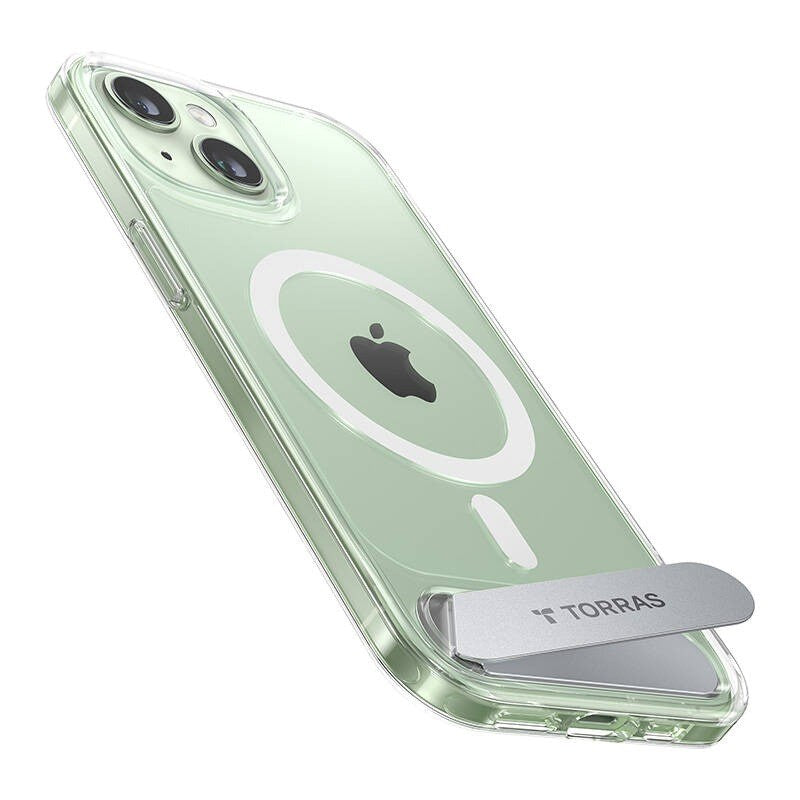 TORRAS iPhone 15 - Pstand Hybrid Cover m. Ståfunktion - MagSafe Kompatibel - Gennemsigtig