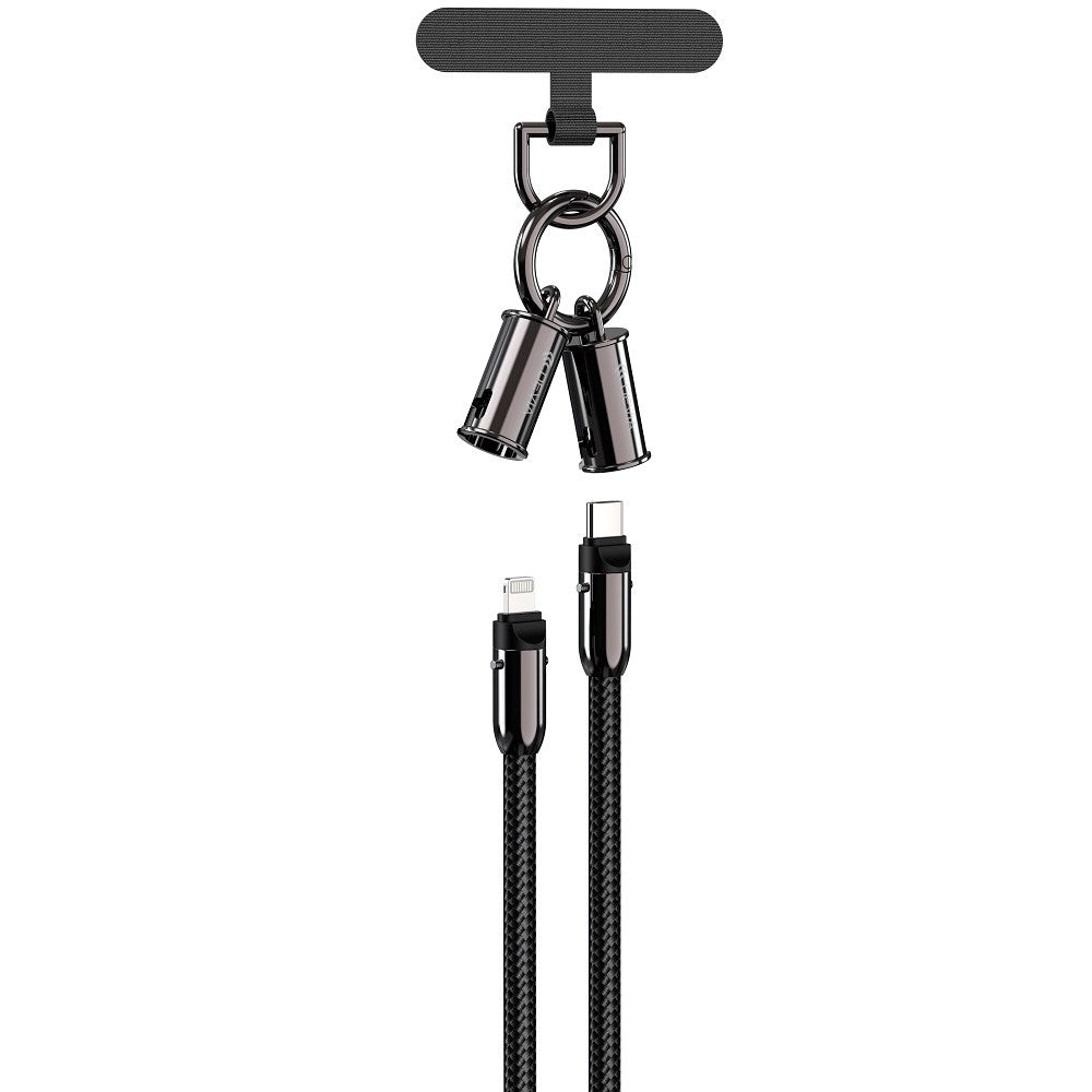 Devia - 2-i-1 Mobilstrop & USB-C til Lightning Kabel - Sort