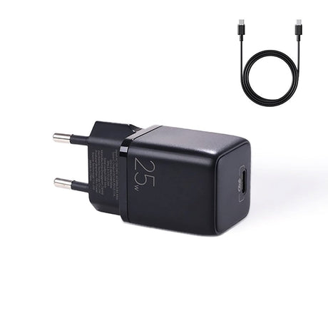 JoyRoom Mini Hurtig Oplader PD 25W m. USB-C til USB-C Ledning - Sort