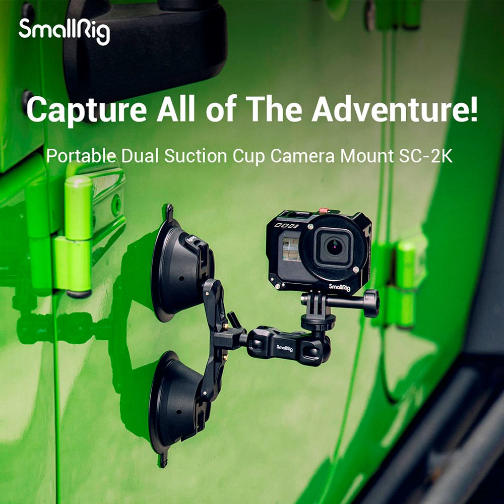 SmallRig 3566 Universal Actionkamera Mount m. 2x Sugekopper - Sort