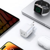 Ugreen 45W PD USB-C GaN Hurtig Vægoplader m. 2 x USB-C - Hvid