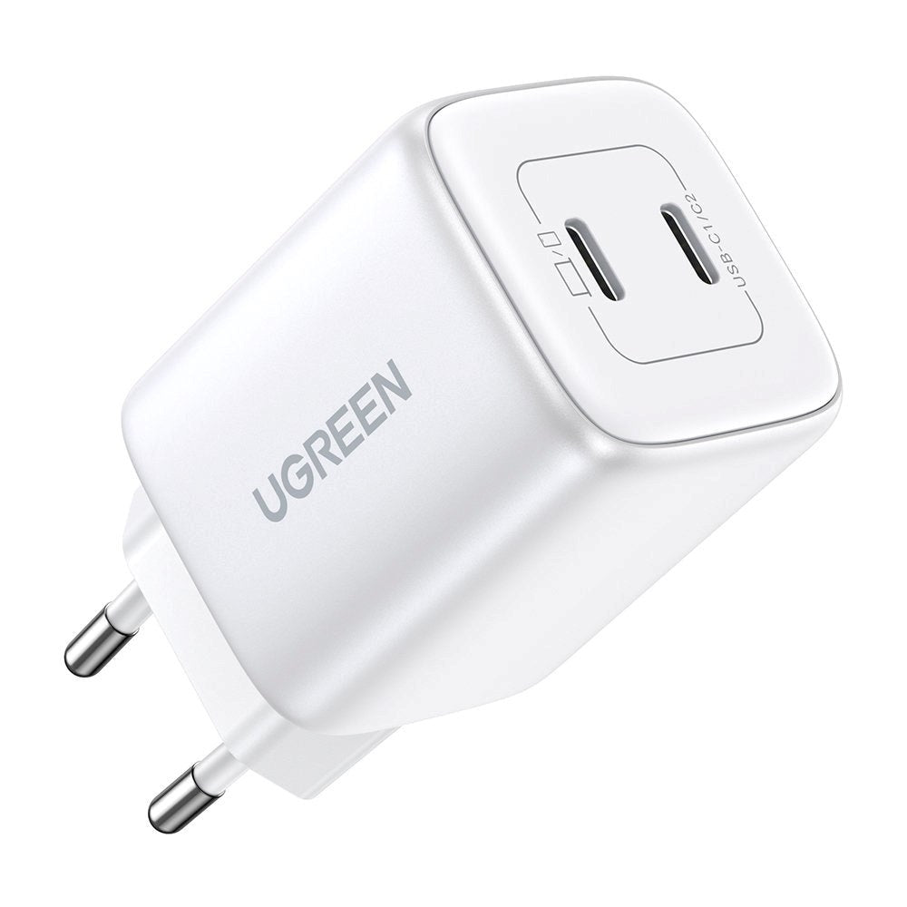Ugreen 45W PD USB-C GaN Hurtig Vægoplader m. 2 x USB-C - Hvid