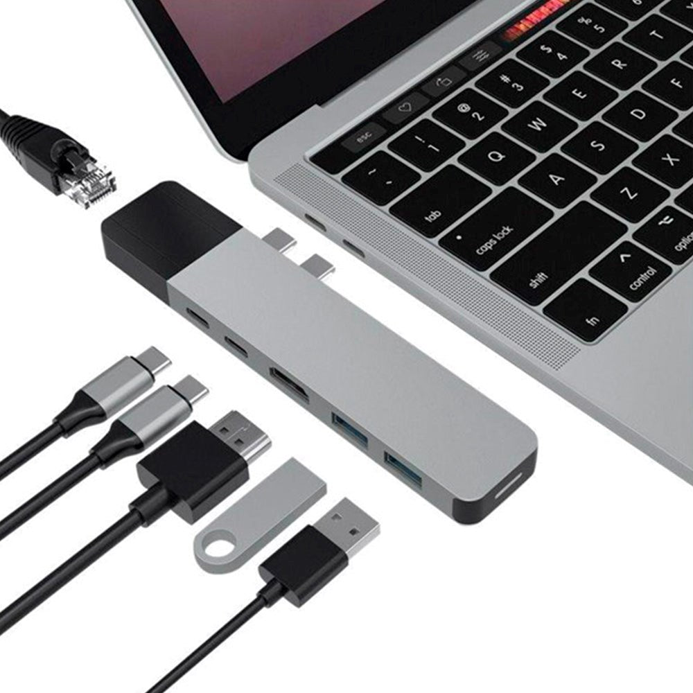 Hyperdrive Net USB-C Multiport Adapter 6-in-2 - Grå