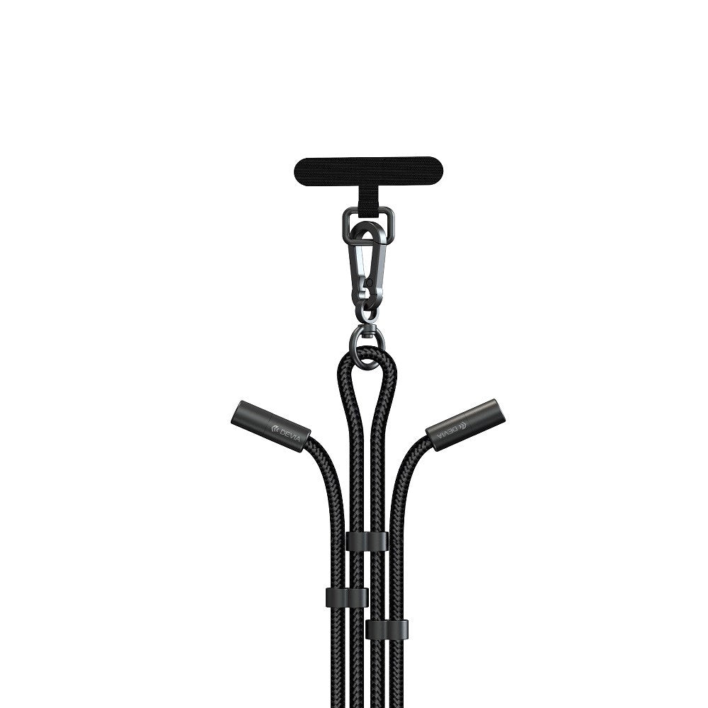 Devia - 2-i-1 Justerbar Mobilstrop & USB-C til USB-C Kabel - Sort