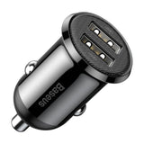 Baseus Grain Pro 12W Biloplader med 2 x USB-A - Sort