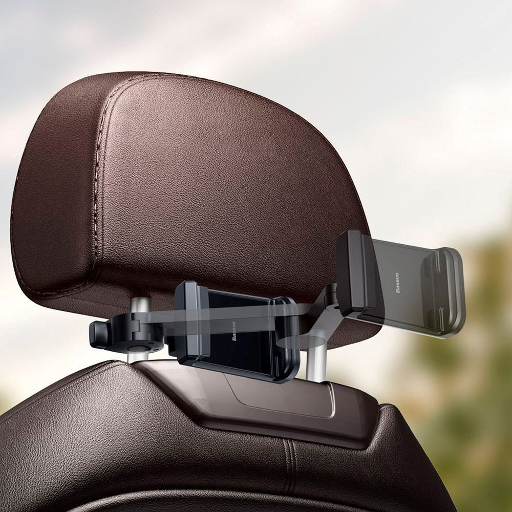 Baseus Mobilholder til Nakkestøtte i Bil m. 15W Trådløs Opladning - Mobil Max: 65 - 90mm - Sort