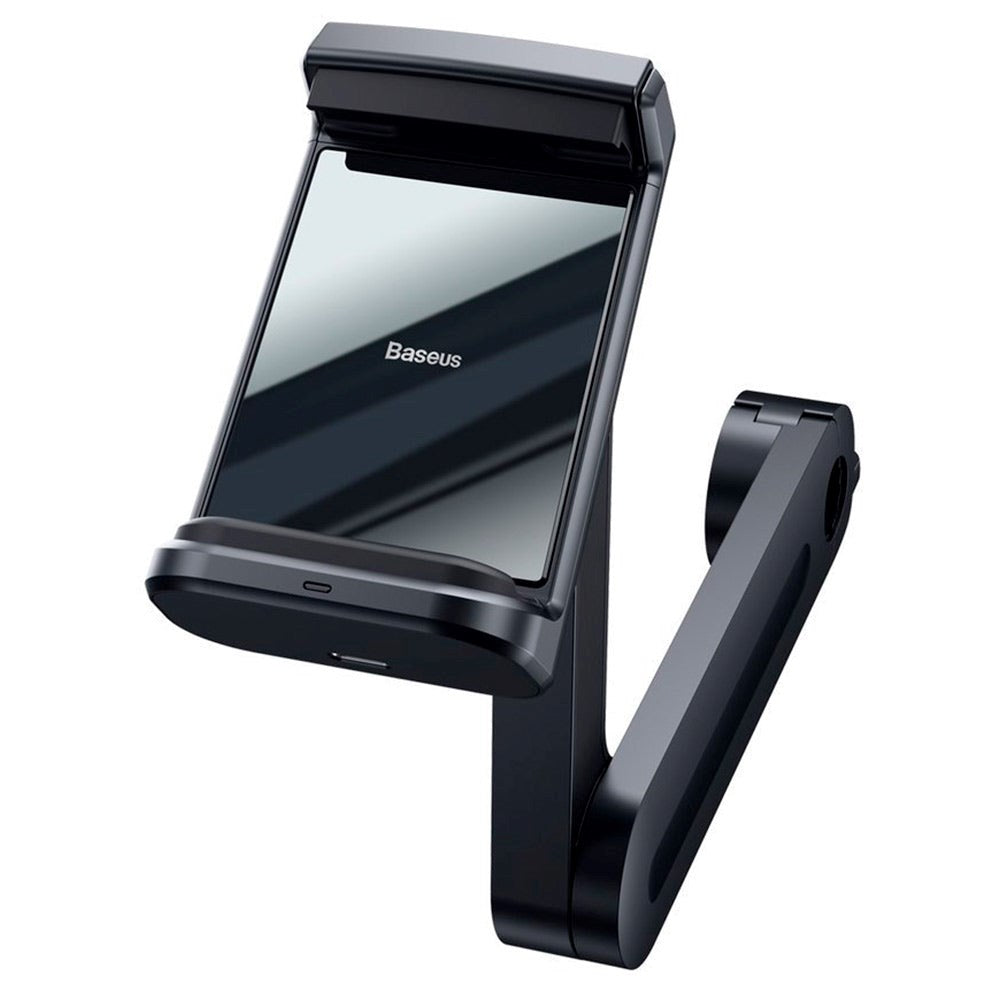 Baseus Mobilholder til Nakkestøtte i Bil m. 15W Trådløs Opladning - Mobil Max: 65 - 90mm - Sort