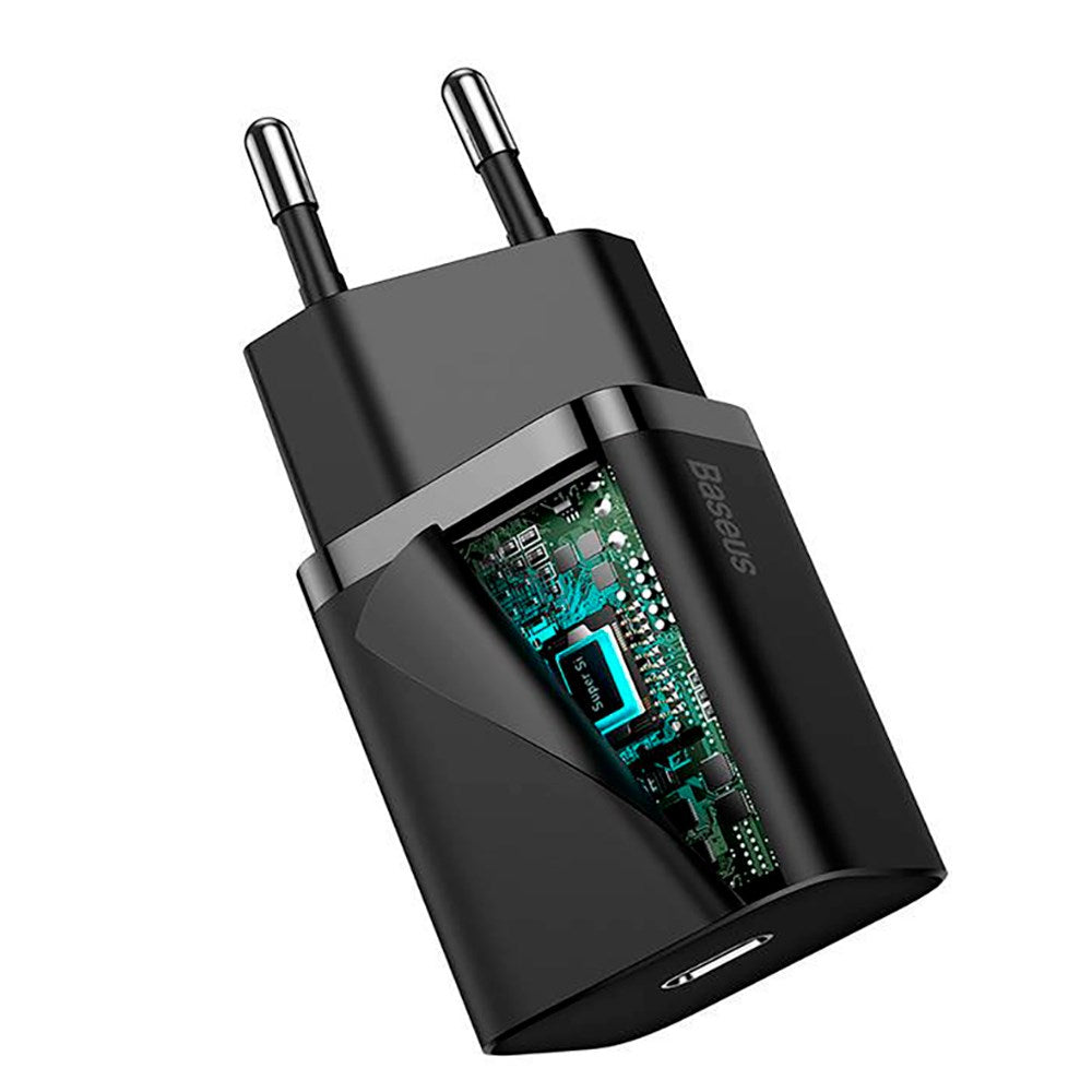 Baseus Super Si 20W Vægoplader med USB-C Quick Charge - Sort