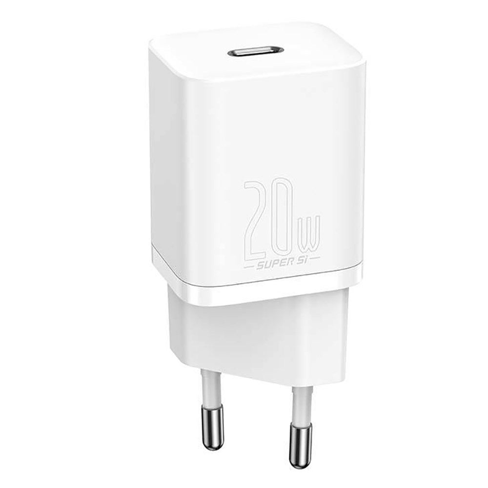 Baseus Super Si 20W Vægoplader med USB-C Quick Charge - Hvid