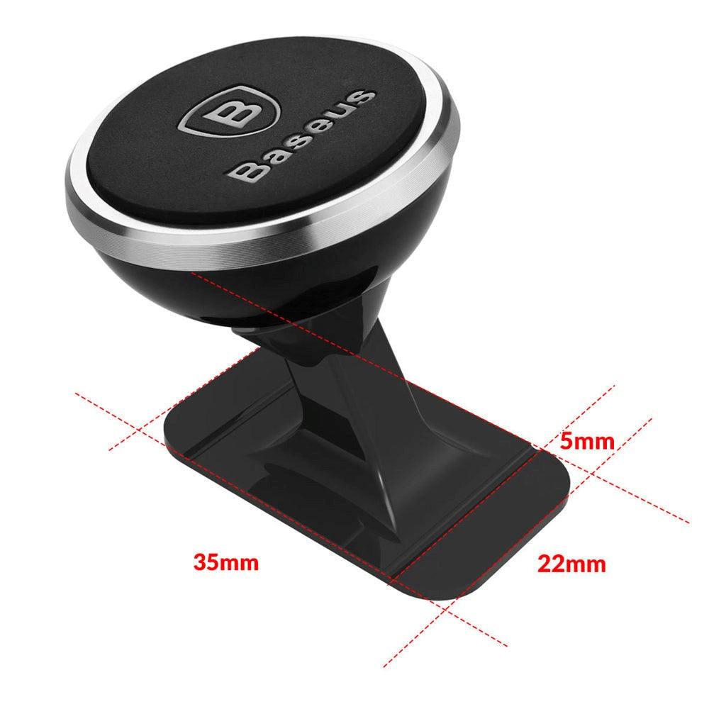 Baseus Dashboard Car Mount Magnetisk 360 Graders Mobilholder til Bil - Sort / Sølv