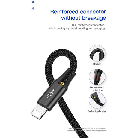 Baseus Rapid Series 4-i-1 Lightning (2 stk) / USB-C / Micro USB 3.5A Kabel 1.2m.