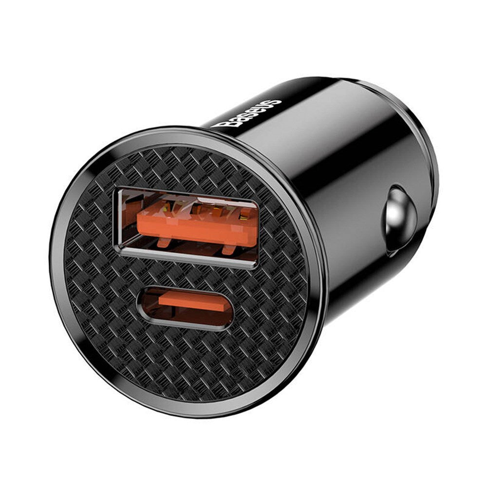 Baseus Circular 30W PD Biloplader med USB-A & USB-C - Sort