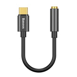 Baseus L54 USB-C til 3.5 mm Mini Jack Lyd Adapter - 9 cm - Sort