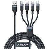 Joyroom Multi-Use 4-i-1 Nylon Kabel USB-C / Lightning (2 stk) / Micro USB 1.2m - Sort