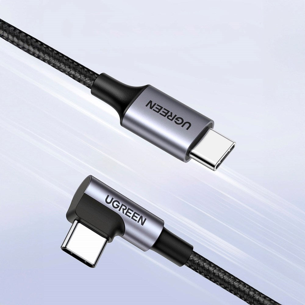 Ugreen - US255 Vinklet USB-C til USB-C Kabel - 0.5m - Sort