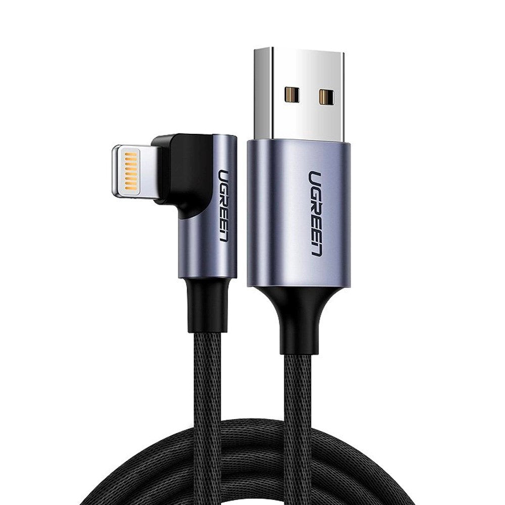Ugreen - US299 Vinklet USB-A til Lightning Kabel - 1m - Sort