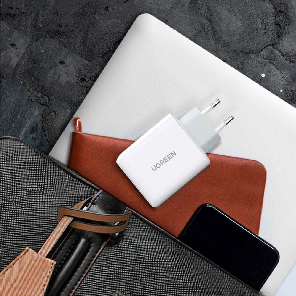 Ugreen 36W USB-C PD Hurtig Vægoplader m. 2 x USB-C - Hvid