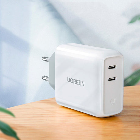 Ugreen 36W USB-C PD Hurtig Vægoplader m. 2 x USB-C - Hvid