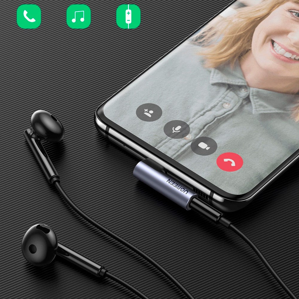 Ugreen - AV154 Vinklet USB-C til Mini Jack Adapter - 3.5mm - Grå