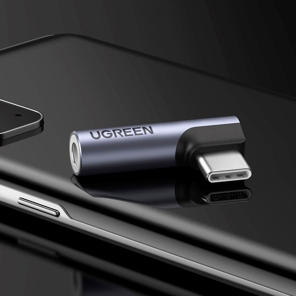 Ugreen - AV154 Vinklet USB-C til Mini Jack Adapter - 3.5mm - Grå