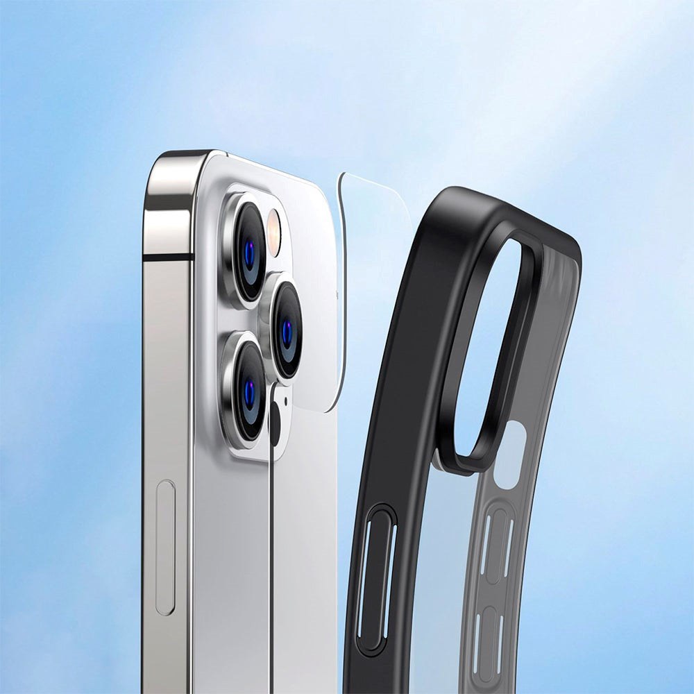 UGREEN iPhone 14 Pro Bagside Cover i Hærdet Glas - Gennemsigtig / Sort