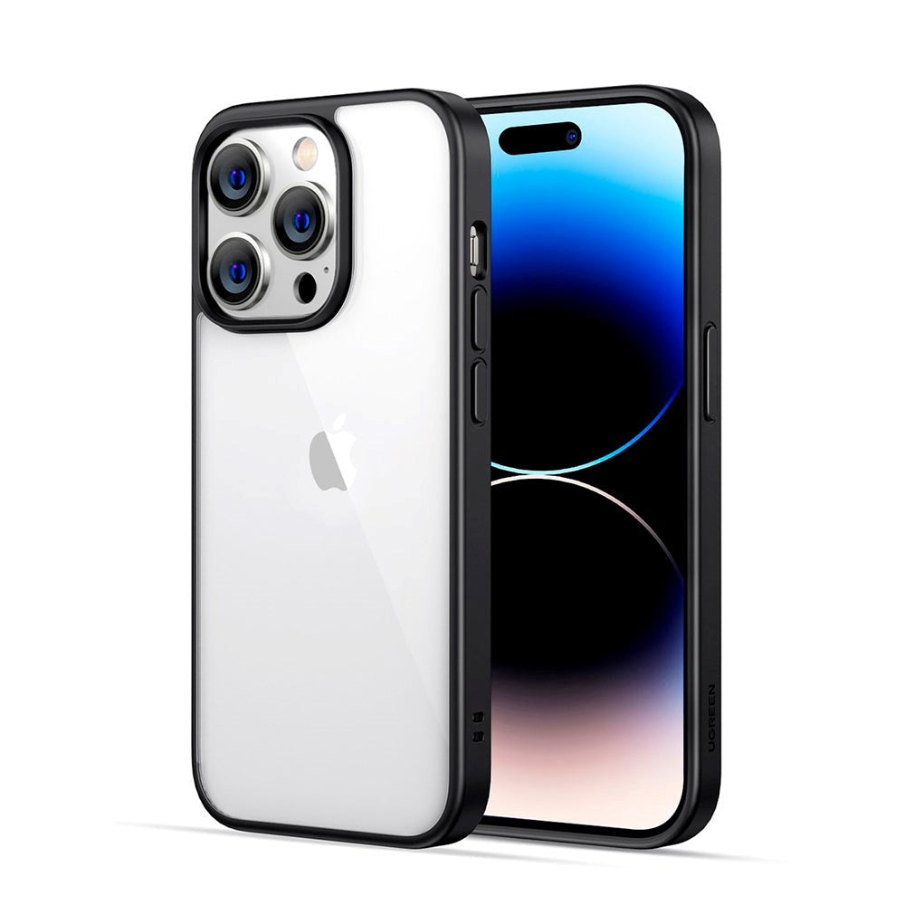UGREEN iPhone 14 Pro Bagside Cover i Hærdet Glas - Gennemsigtig / Sort