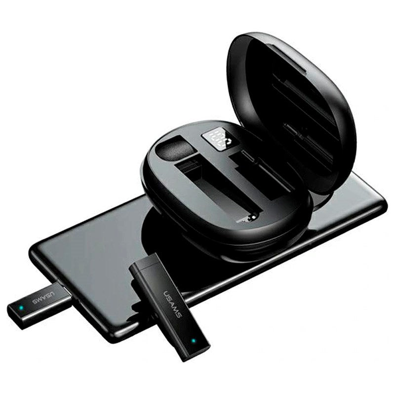 USAMS - Trådløs Lavalier Mikrofon Lightning - Sort