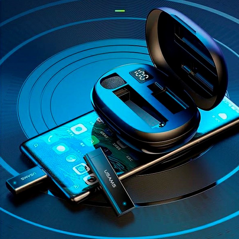 USAMS - Trådløs Lavalier Mikrofon Lightning - Sort