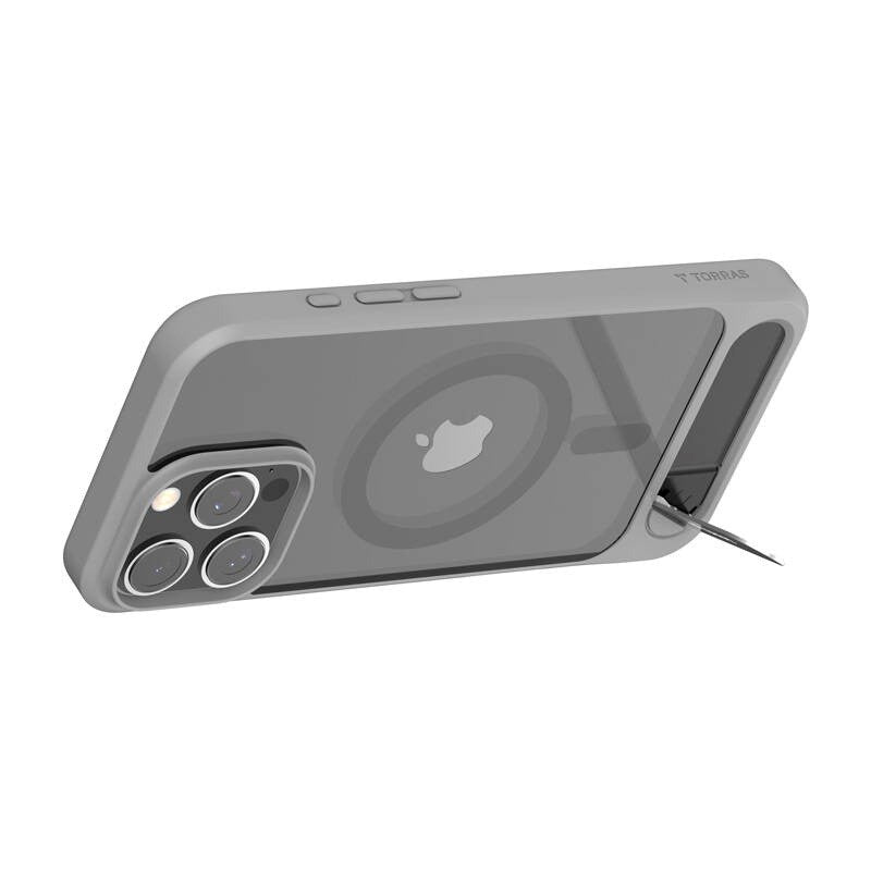 TORRAS iPhone 16 Pro Max - Pstand Hybrid Cover m. Ståfunktion - MagSafe Kompatibel - Grå
