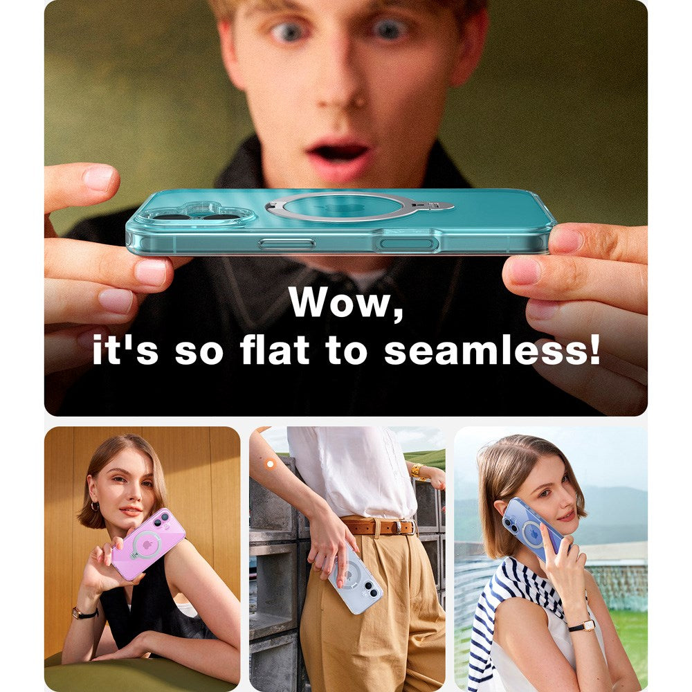 TORRAS - iPhone 16 Plus - Hybrid Plastik Cover m. Ståfunktion - MagSafe Kompatibel - Gennemsigtig